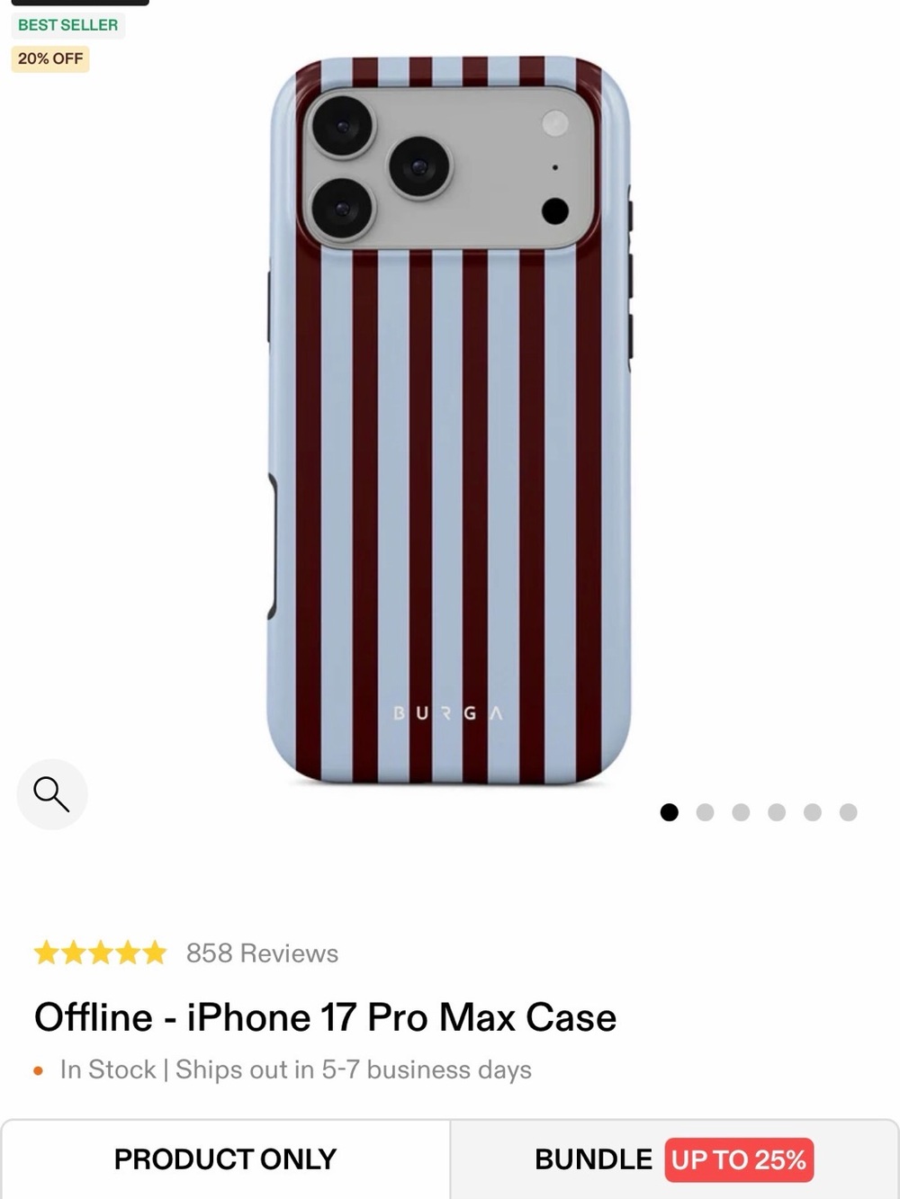Olga Striped iPhone Case - Light Blue & Burgundy